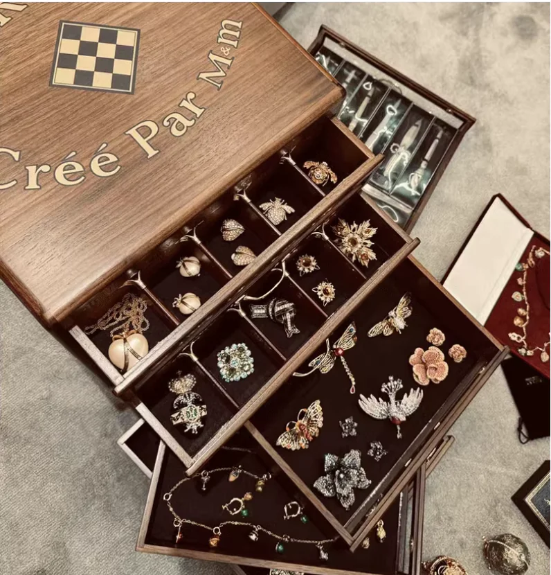 Wooden Antique Jewelry Box with 6-Layer Jewelry Storage Collection - Image 3