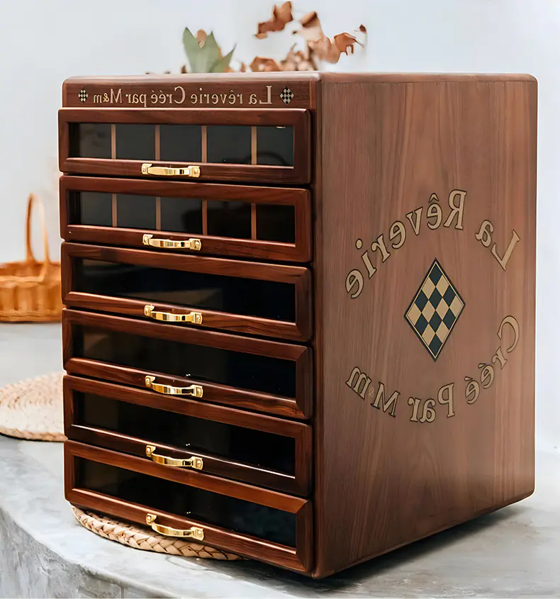 Wooden Antique Jewelry Box with 6-Layer Jewelry Storage Collection - Image 2