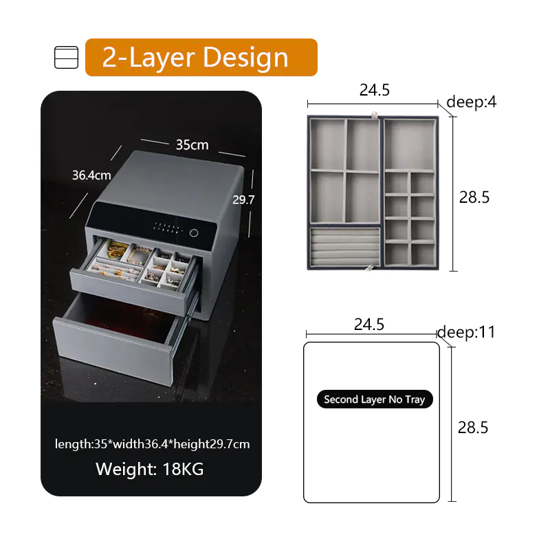 A Safe Jewelry Box Security Multi-Layer Jewelry Storage Organizer with Sturdy Steel - Image 4