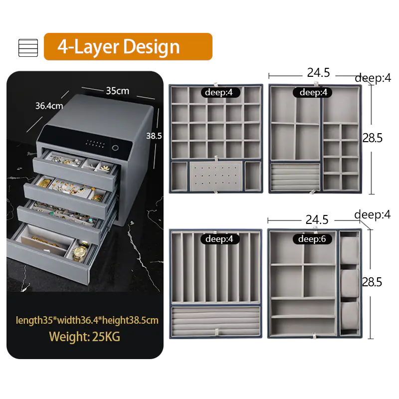 A Safe Jewelry Box Security Multi-Layer Jewelry Storage Organizer with Sturdy Steel - Image 2
