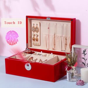 Fingerprint Lock 2-Layer Jewelry Storage Box Jewelry Organizer