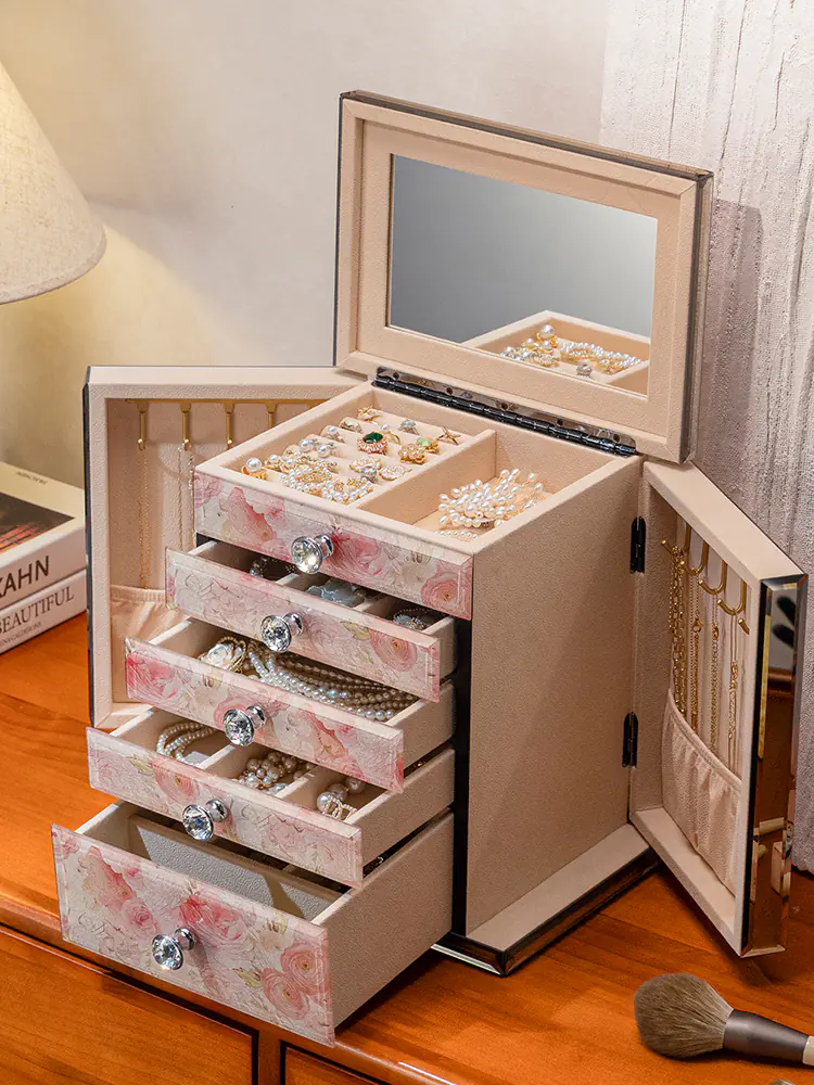 Luxury Multi-Layer Glass Jewelry Box Elegant Storage Case for Necklace Ring Earring Fashionable Accessories Organizer - Image 2
