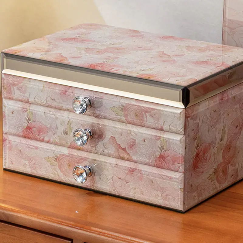 Luxury Multi-Layer Glass Jewelry Box Elegant Storage Case for Necklace Ring Earring Fashionable Accessories Organizer - Image 5